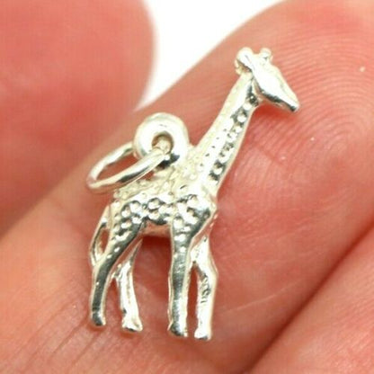 Sterling silver Giraffe + jump Pendant Zoo Animal African Safari Pendant or Charm