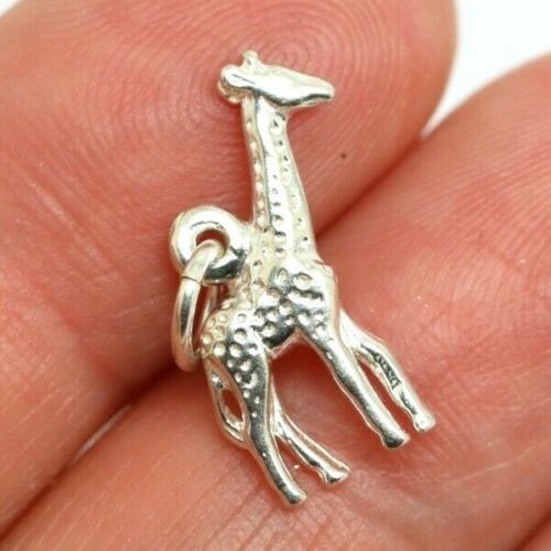 Sterling silver Giraffe + jump Pendant Zoo Animal African Safari Pendant or Charm