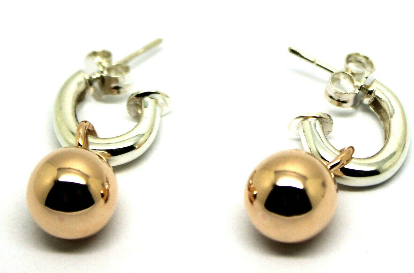 Kaedesigns New 10mm 9ct Rose Gold & Sterling Silver Ball Stud Earrings