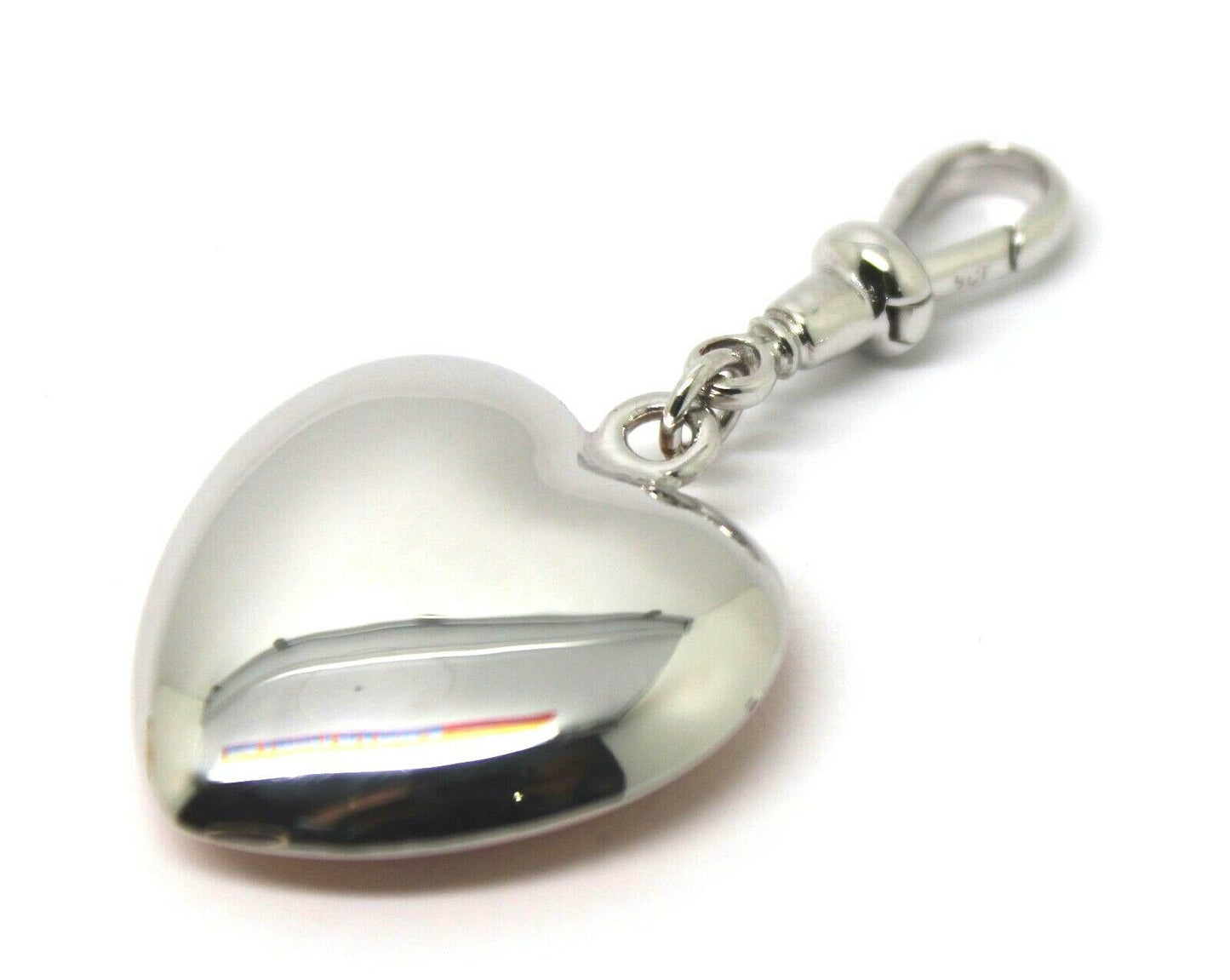 Kaedesigns New 9ct Medium Bubble White Gold Heart Pendant + Swivel Clasp