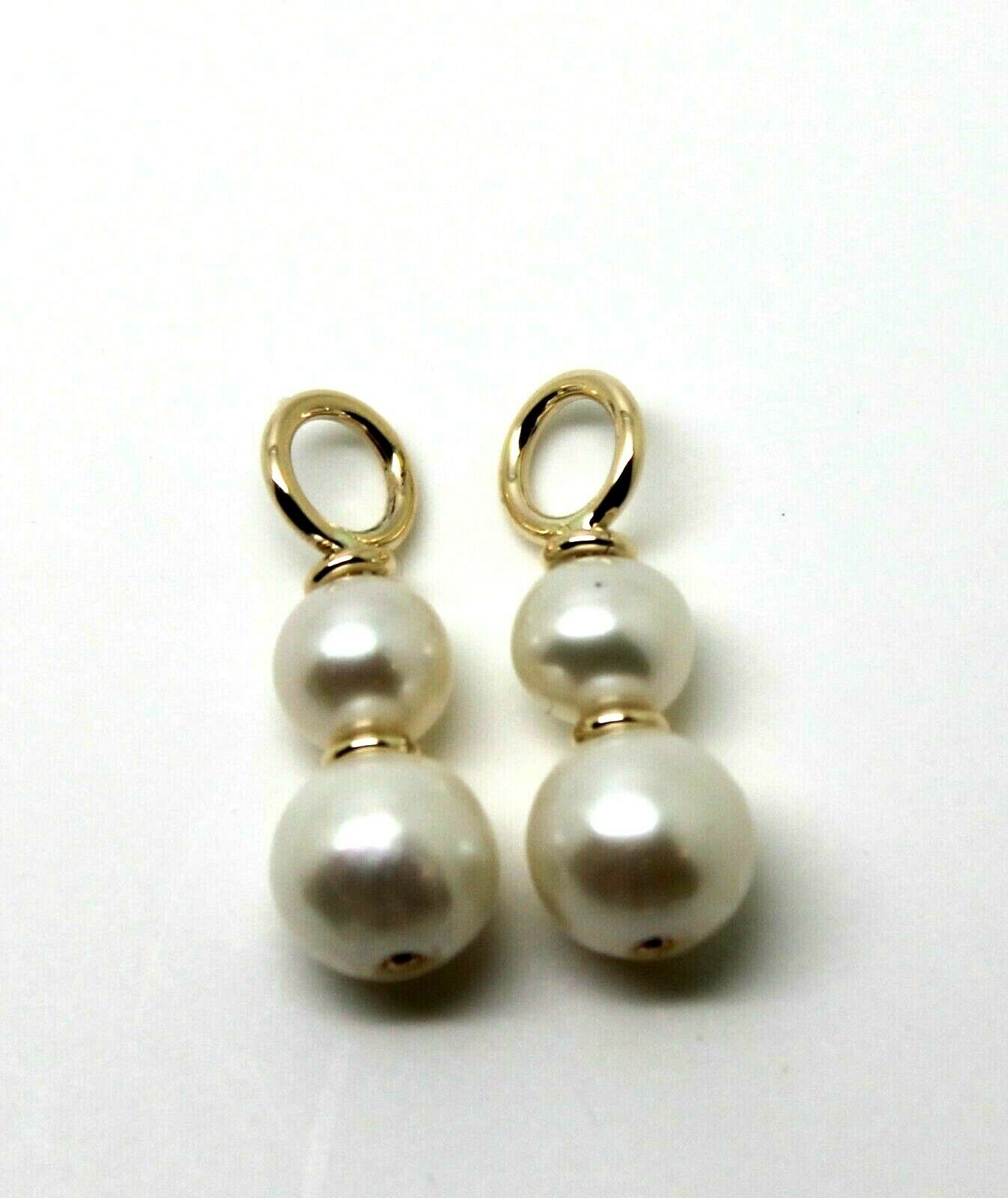 Genuine New 9Ct Yellow Gold 6mm & 8mm White Pearl Loop Earrings