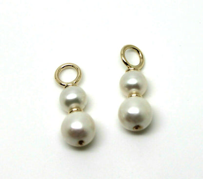 Genuine New 9Ct Yellow Gold 6mm & 8mm White Pearl Loop Earrings