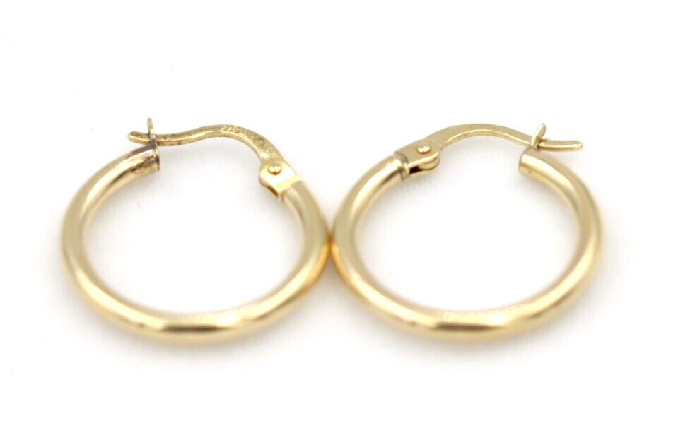 Genuine 9ct Yellow Gold 18mm Wide Hollow Hoop Round Earrings