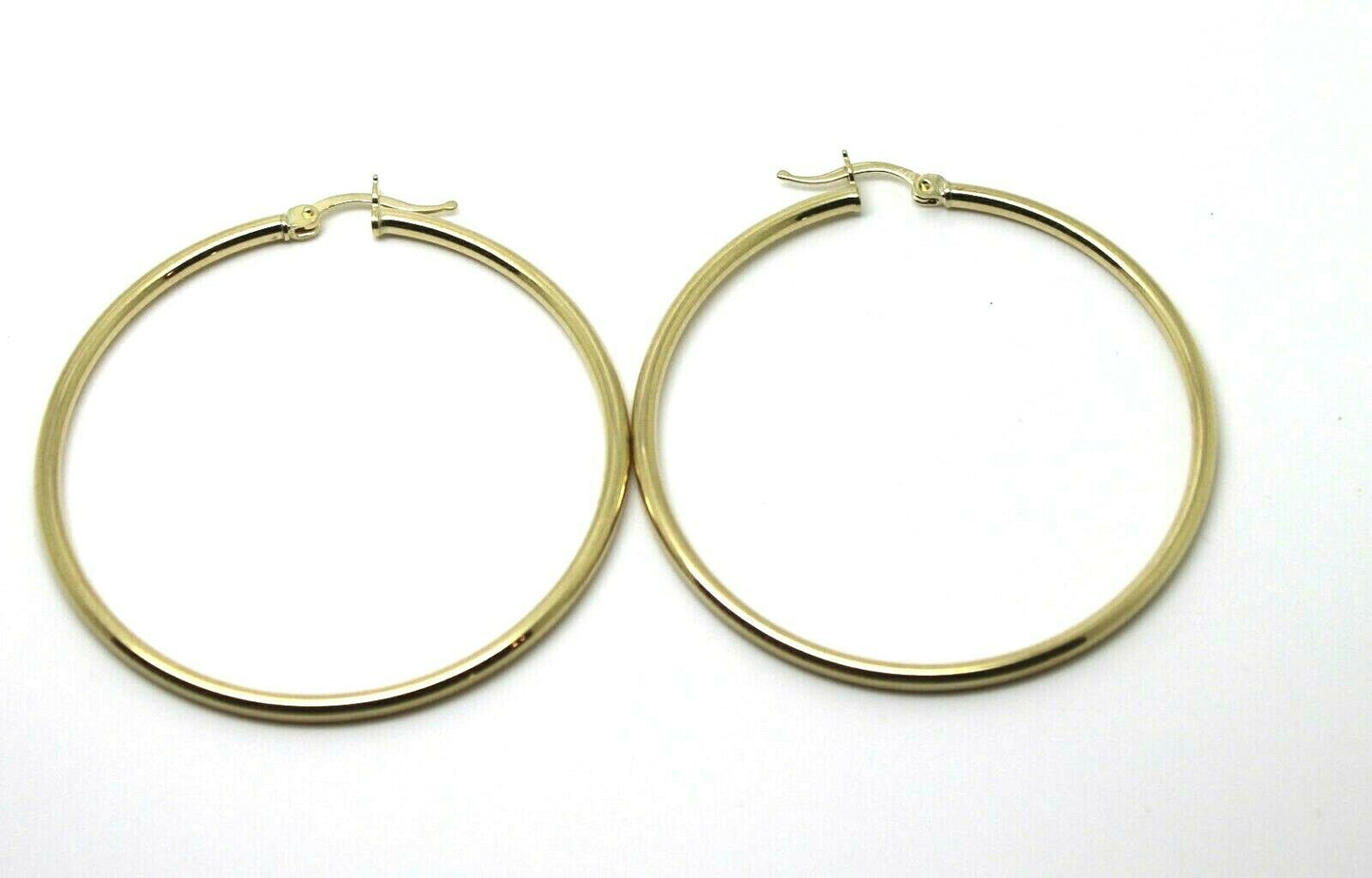 Genuine 9ct Yellow Gold Medium 4cm Wide Hollow Hoop Round Earrings