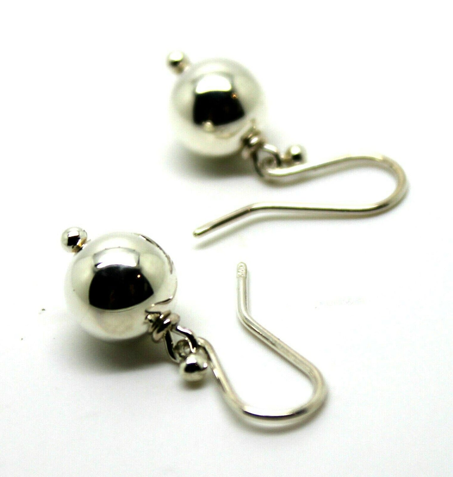 Genuine Sterling Silver 10mm Wide Ball Hook Earrings