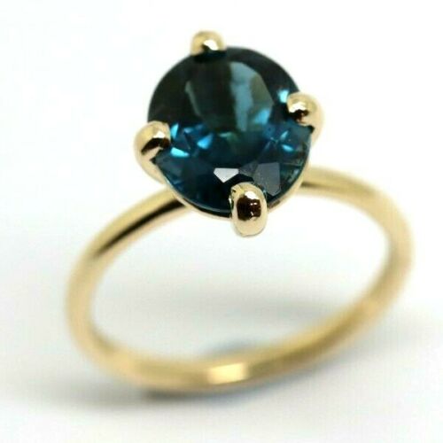 Genuine New Size Q 9ct Yellow Gold Delicate London Blue Topaz Oval Ring