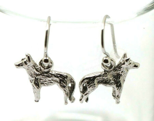 Kaedesigns Genuine New 9ct 9k Solid Yellow, Rose or White Gold German Shepherd Earrings