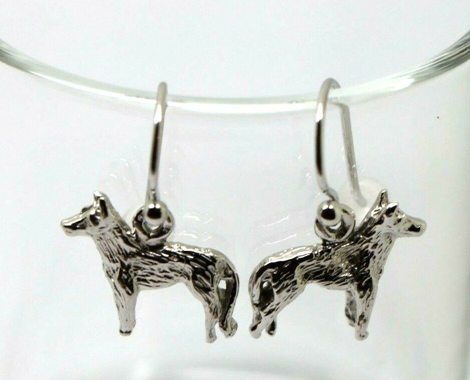 Kaedesigns Genuine New 9ct 9k Solid Yellow, Rose or White Gold German Shepherd Earrings