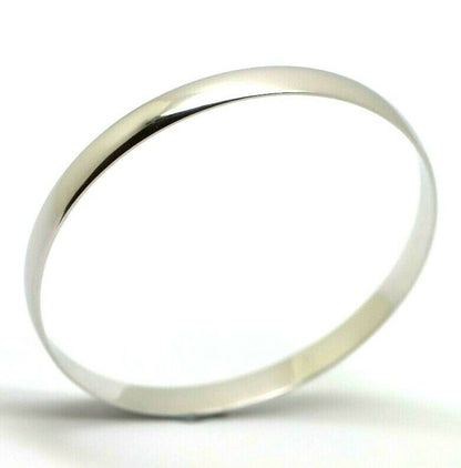 Genuine 9ct 9kt FULL SOLID Heavy Yellow, Rose or White Gold Bangle 6mm wide half round 60mm inside diameter