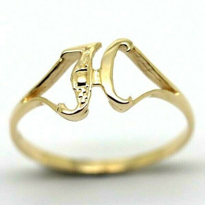 Kaedesigns, Genuine, Solid Yellow Or Rose Or White Gold 375 Initial Ring H