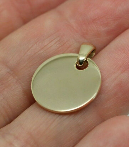 Genuine 9ct Yellow, Rose or White Gold Solid Circle Disc Pendant with Bale