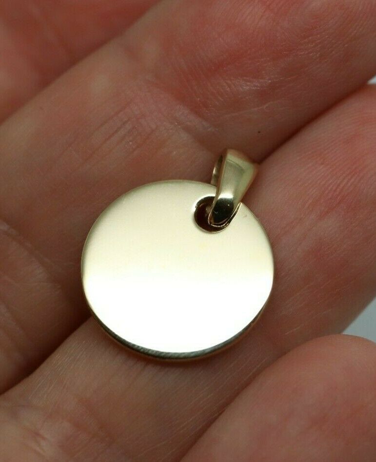 Genuine 9ct Yellow, Rose or White Gold Solid Circle Disc Pendant with Bale