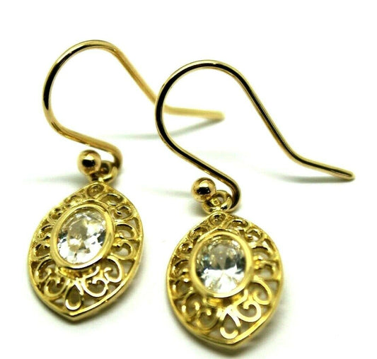 Genuine 9ct 9k 375 Yellow, White or Rose Gold White Stone Set Filigree Hook Earrings