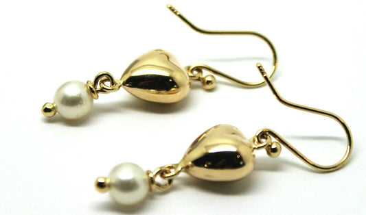 Kaedesigns, New 9ct 9k Yellow Gold Or White Gold Or Rose Gold Heart Pearl Earrings