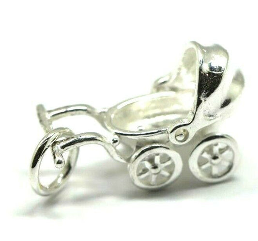 Genuine Sterling Silver 925 Small Pram Pendant Moving Hood Charm