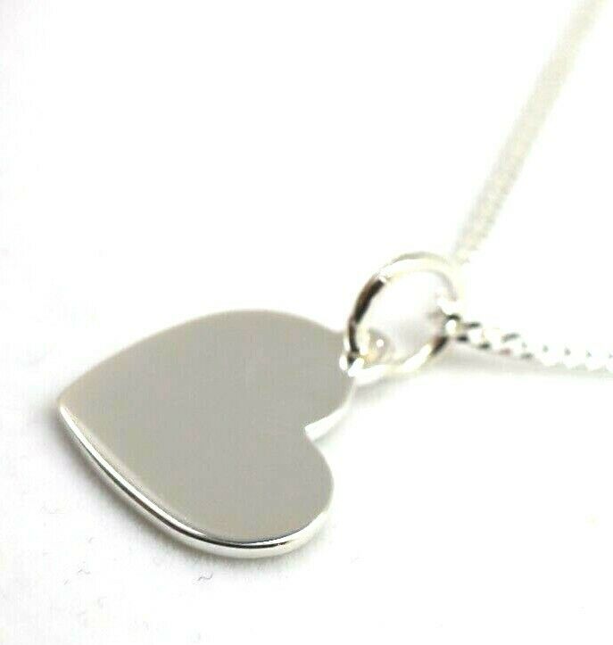 Sterling Silver Heart Shield Pendant Engraving available + Diamond Cut Chain