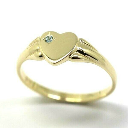 Size N 231 July Birthstone 9ct Yellow, Rose or White Gold 375 Blue Topaz Stone Heart Signet Ring