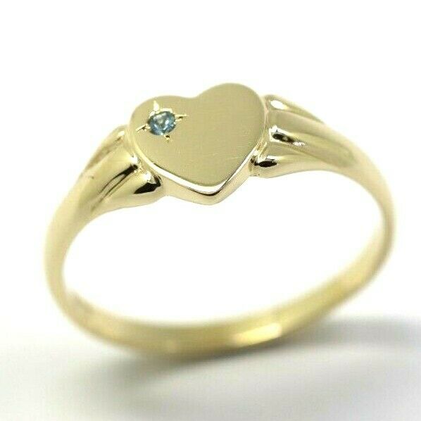 Size N 231 July Birthstone 9ct Yellow, Rose or White Gold 375 Blue Topaz Stone Heart Signet Ring