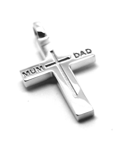 Kaedesigns Genuine Sterling Silver 925 Love Mum & Dad Cross Pendant
