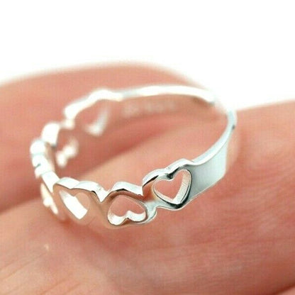 Sterling Silver 925 Delicate Adjustable Heart Toe Ring