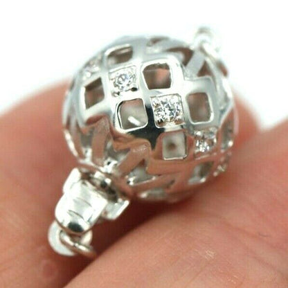 Kaedesigns New Genuine Sterling Silver 10mm Cubic Zirconia Ball Clasp