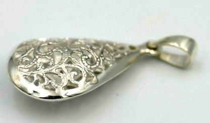 Genuine Sterling Silver 925 Large Teardrop Filigree Pendant