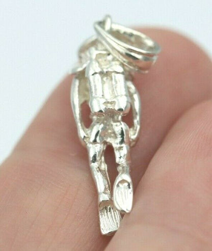 Genuine Sterling Silver Scuba DIver Charm or Pendant Ocean Dive Diving