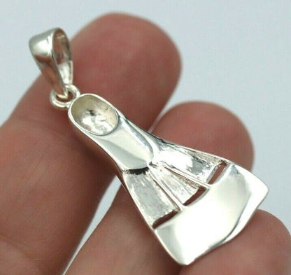 Sterling Silver 925 Large Scuba Diver Flipper Fin Flip Charm or Pendant Ocean Dive Diving