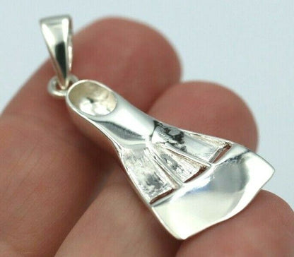 Sterling Silver 925 Large Scuba Diver Flipper Fin Flip Charm or Pendant Ocean Dive Diving