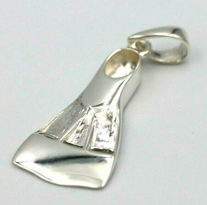 Sterling Silver 925 Large Scuba Diver Flipper Fin Flip Charm or Pendant Ocean Dive Diving