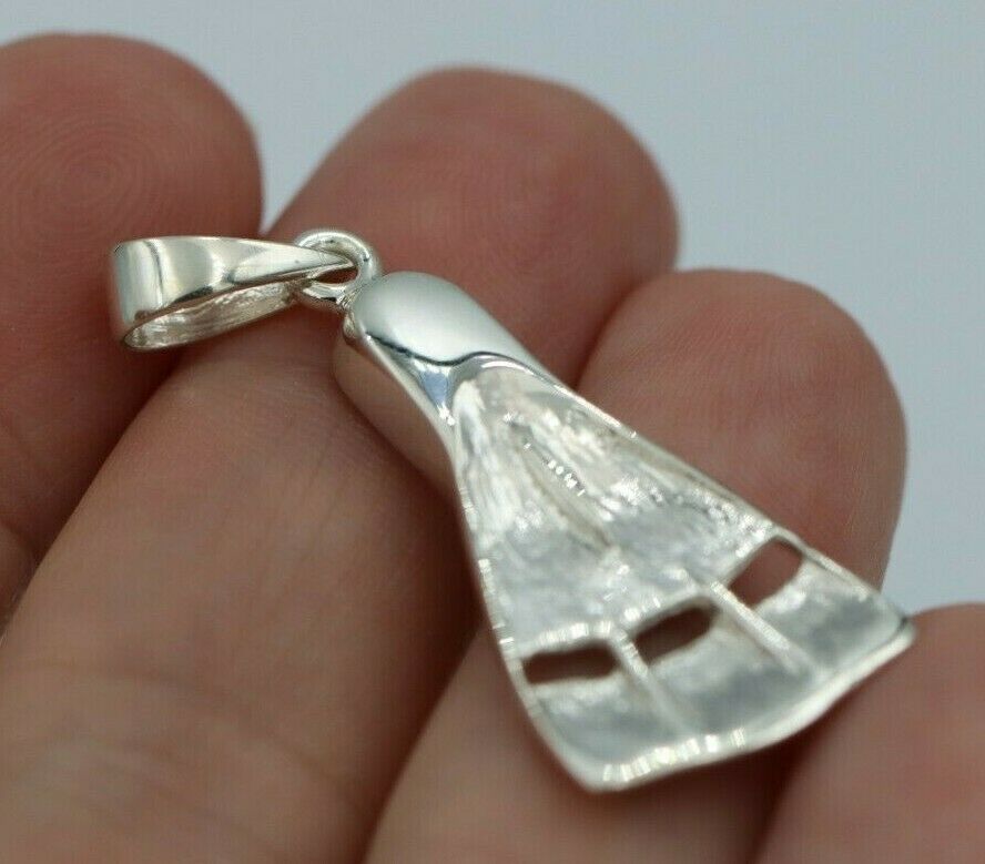 Sterling Silver 925 Large Scuba Diver Flipper Fin Flip Charm or Pendant Ocean Dive Diving