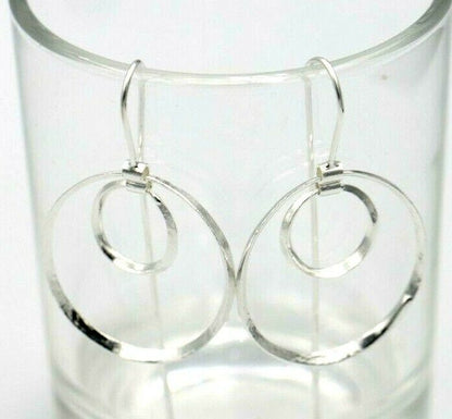 Sterling Silver Ball Earrings Open Double Circle Earrings long hooks