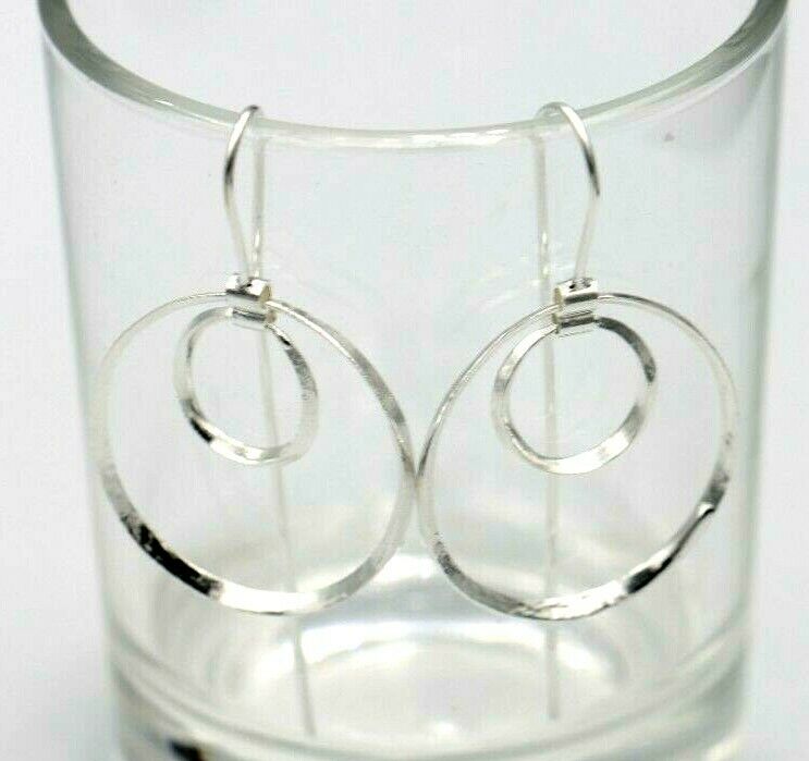 Sterling Silver Ball Earrings Open Double Circle Earrings long hooks