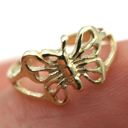 Kaedesigns Genuine Solid 9ct Yellow, Rose or White Gold Small Butterfly Toe Ring