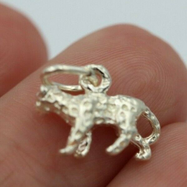 Genuine New Sterling Silver Solid Leopard Cat Pendant or Charm