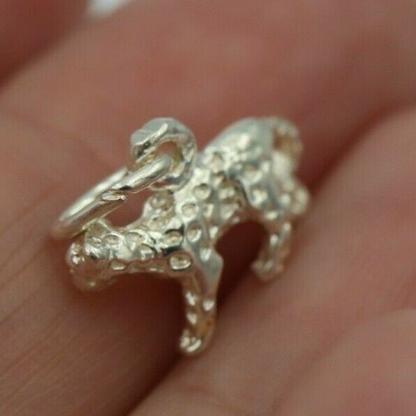 Genuine New Sterling Silver Solid Leopard Cat Pendant or Charm