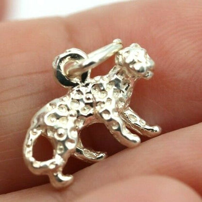 Genuine New Sterling Silver Solid Leopard Cat Pendant or Charm