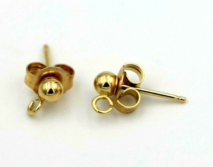 Genuine 14ct or 18ct Yellow Gold 3mm Stud Ball with hooks Earrings