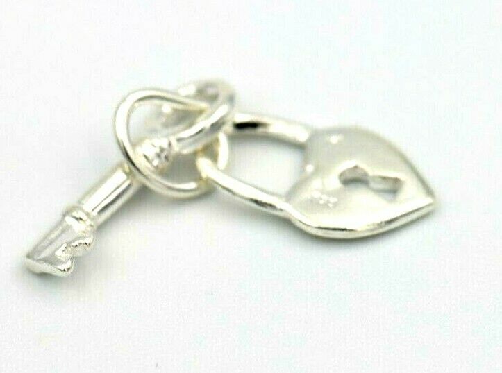 Genuine Small Sterling Silver 925 or 9ct Yellow Gold 14mm x 8mm Heart Padlock & Key