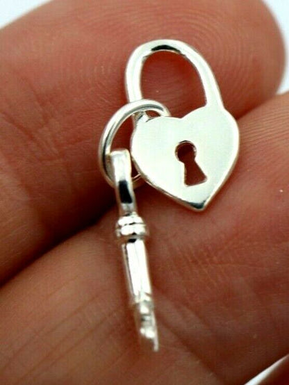 Genuine Small Sterling Silver 925 or 9ct Yellow Gold 14mm x 8mm Heart Padlock & Key