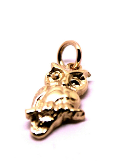 Kaedesigns Genuine 9ct Yellow or Rose or White Gold or Sterling Silver Wise Owl Charm or Pendant