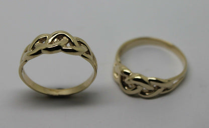 Genuine His & Hers Set Solid 9ct 9K Yellow Gold Celtic Weave Wedding Couple Bands Rings