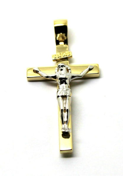 Genuine 18ct 750 Yellow & White Gold Full Solid Heavy Crucifix Cross Pendant