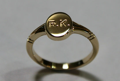 Size P Genuine Full Solid 9ct Yellow, Rose or White Gold Oval Signet Ring Engraved With Two Initials