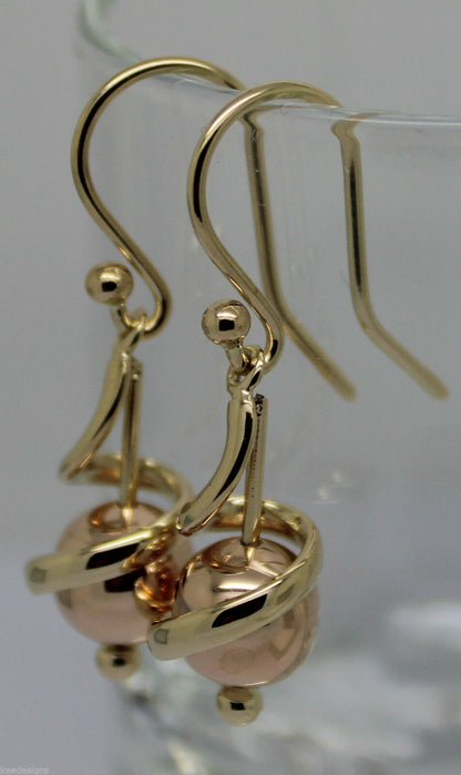 Kaedesigns New Genuine 9ct 9k Yellow & Rose Gold 8mm Swirl Ball Earrings