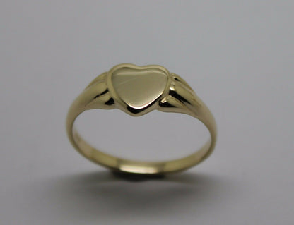 Genuine New Size J Child'S Solid 9ct 9k Yellow, Rose or White Gold Heart Signet Ring