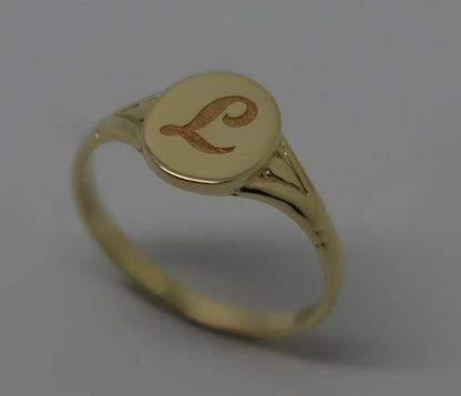 Size K 1/2 Genuine Solid New 9ct Yellow, Rose or White Gold Oval Signet Ring Engraved With One Initial