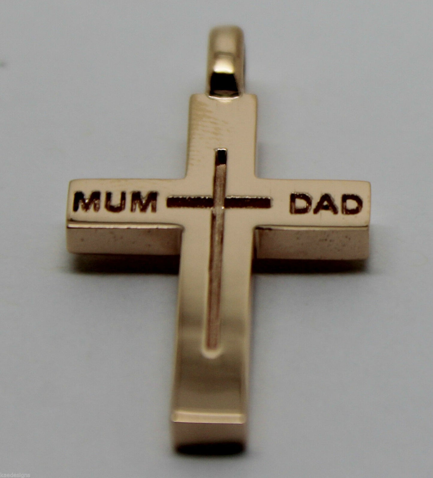 Kaedesigns New 375 9ct Yellow or Rose or White Gold Love Mum & Dad Cross Pendant