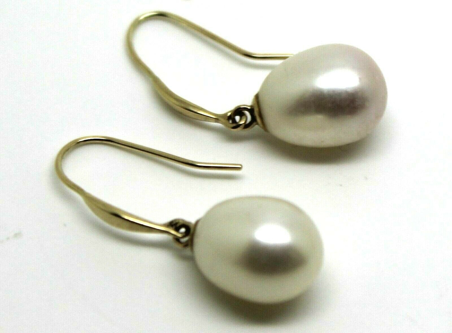 Genuine New 9ct Yellow Gold Oval Pearl Ball Earrings (continental hooks)