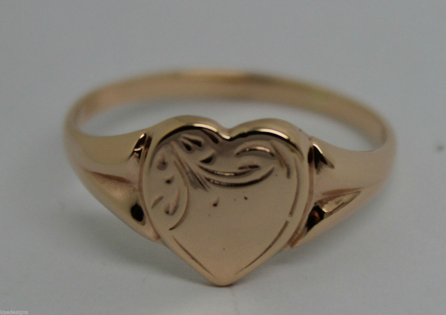 Kaedesigns New Size K Genuine  Solid New 9ct 9k Yellow, Rose or White Gold Heart Signet Ring 265